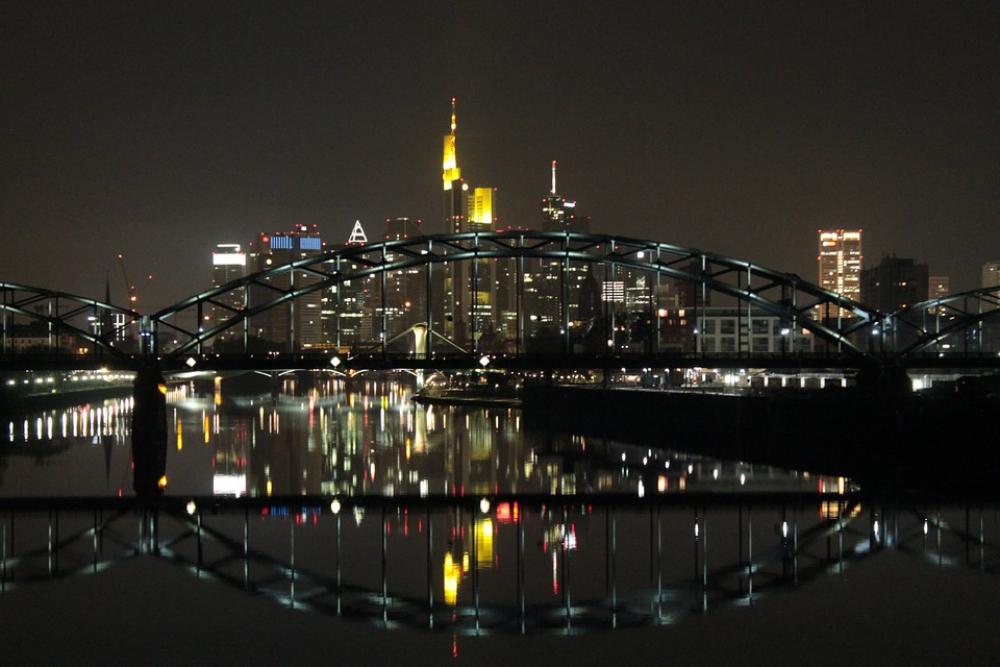 Frankfurt Night Bridge City Architecture Building Frankfurt Night Bridge City Architecture Building