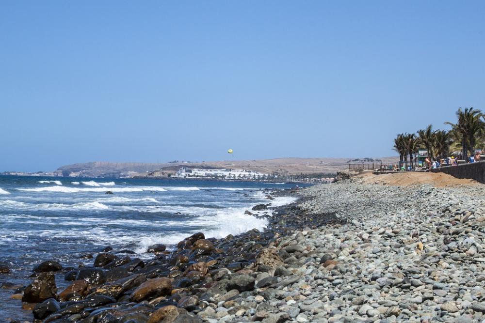 Gran Canaria Pebbly Beach Ocean The Coast Gran Canaria Pebbly Beach Ocean The Coast