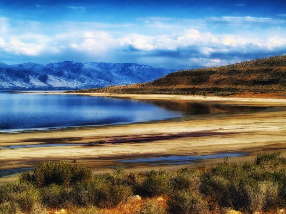 Great Salt Lake Utah Landscape Scenic Sky Clouds Great Salt Lake Utah Landscape Scenic Sky Clouds