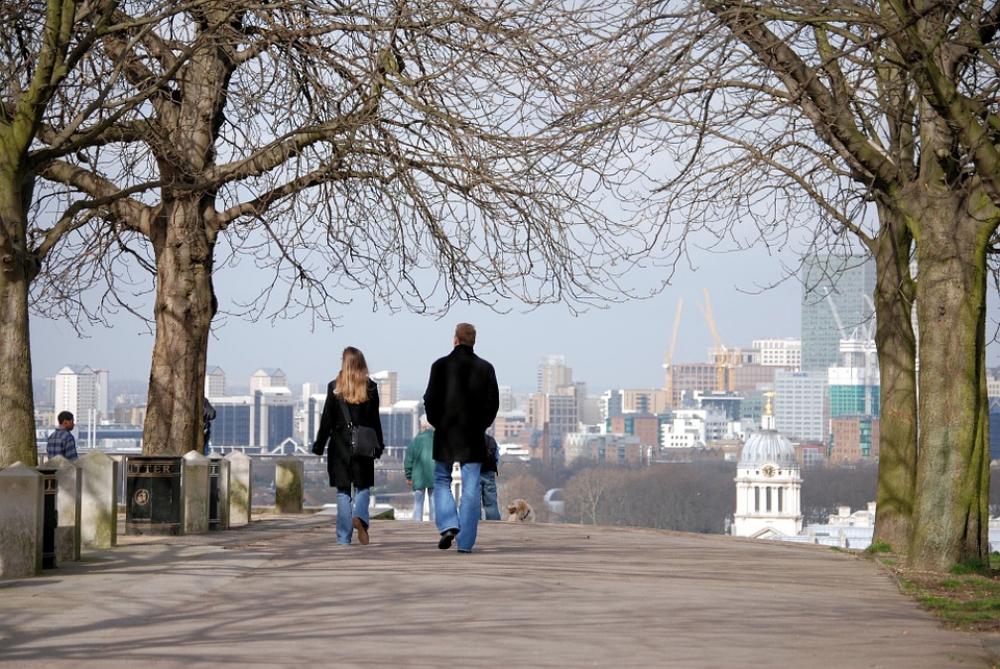 Greenwich Urban People Skyline London Winter Greenwich Urban People Skyline London Winter