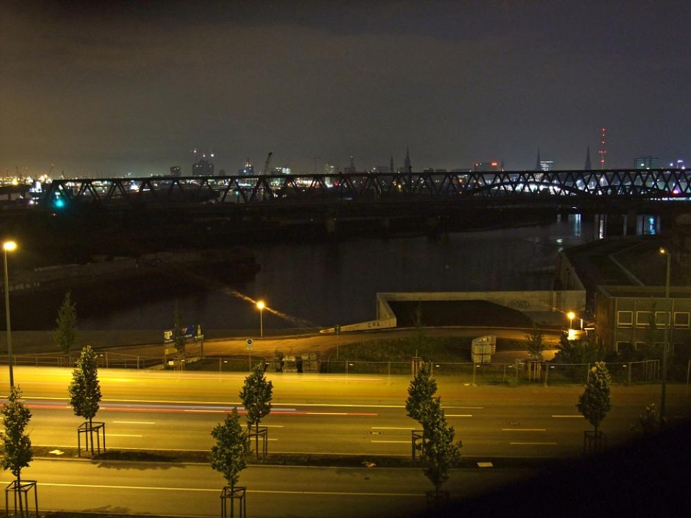 Hamburg Germany Elbe Bridge Night Hamburg Germany Elbe Bridge Night