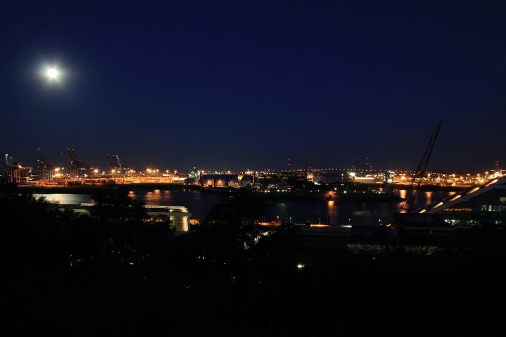Hamburg Night Köhlbrand Bridge Port Of Hamburg Hamburg Night Köhlbrand Bridge Port Of Hamburg