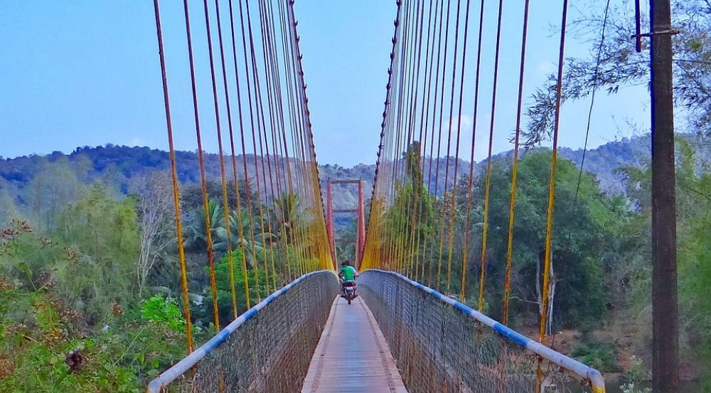 Hanging Bridge Bike Rider Rope Bridge Hanging Bridge Bike Rider Rope Bridge