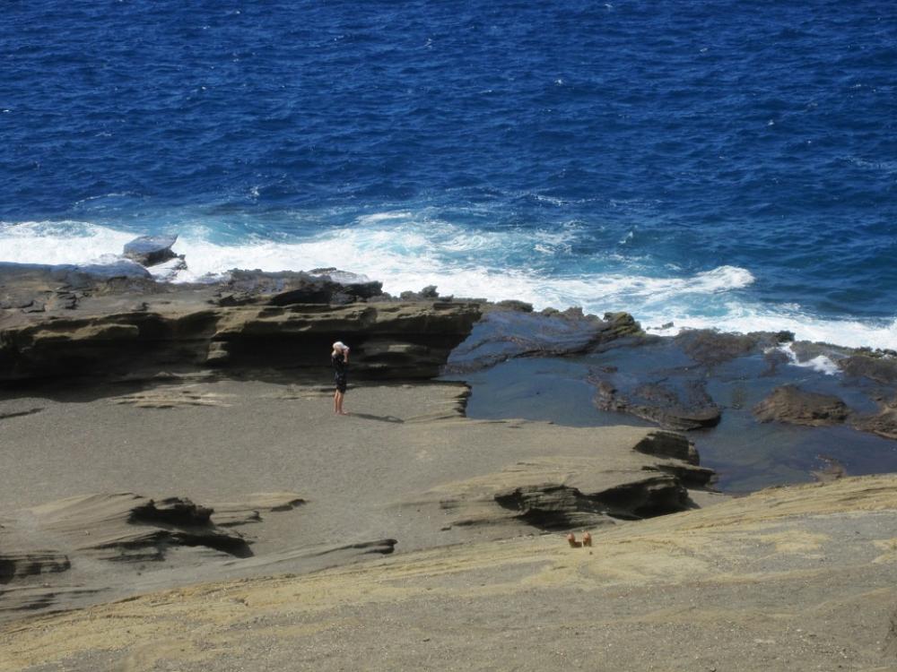 Hawaii Island Sea Coast Beach Stones Ocean Woman Hawaii Island Sea Coast Beach Stones Ocean Woman