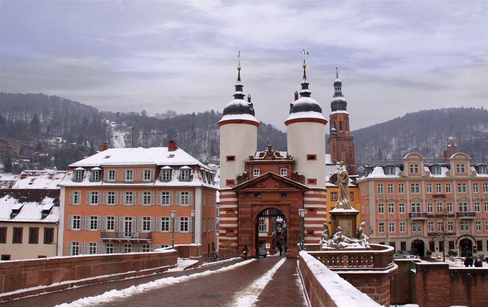 Heidelberg Old Bridge Neckar Winter Historically Heidelberg Old Bridge Neckar Winter Historically