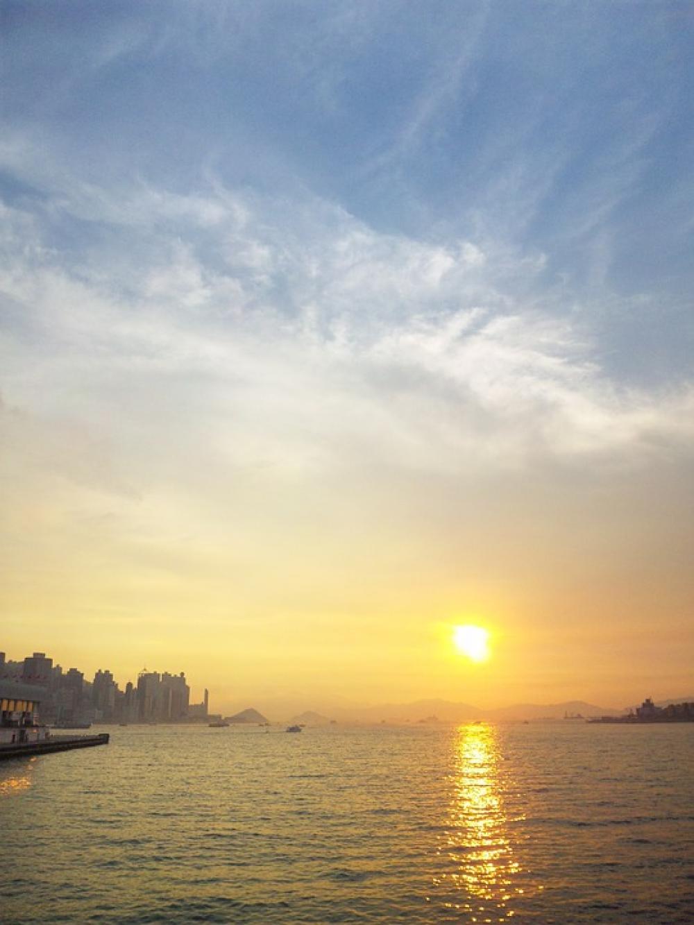 Hongkong Sky Victoria Harbor Sunset Sun Ocean Hongkong Sky Victoria Harbor Sunset Sun Ocean