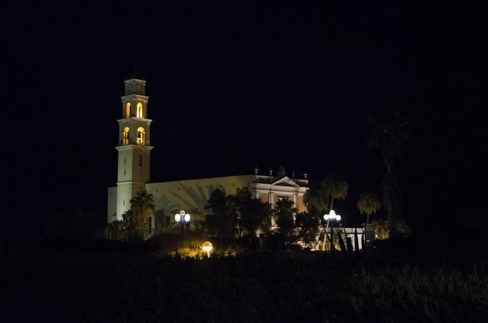Jaffa Israel Church Night Tower Architecture Jaffa Israel Church Night Tower Architecture