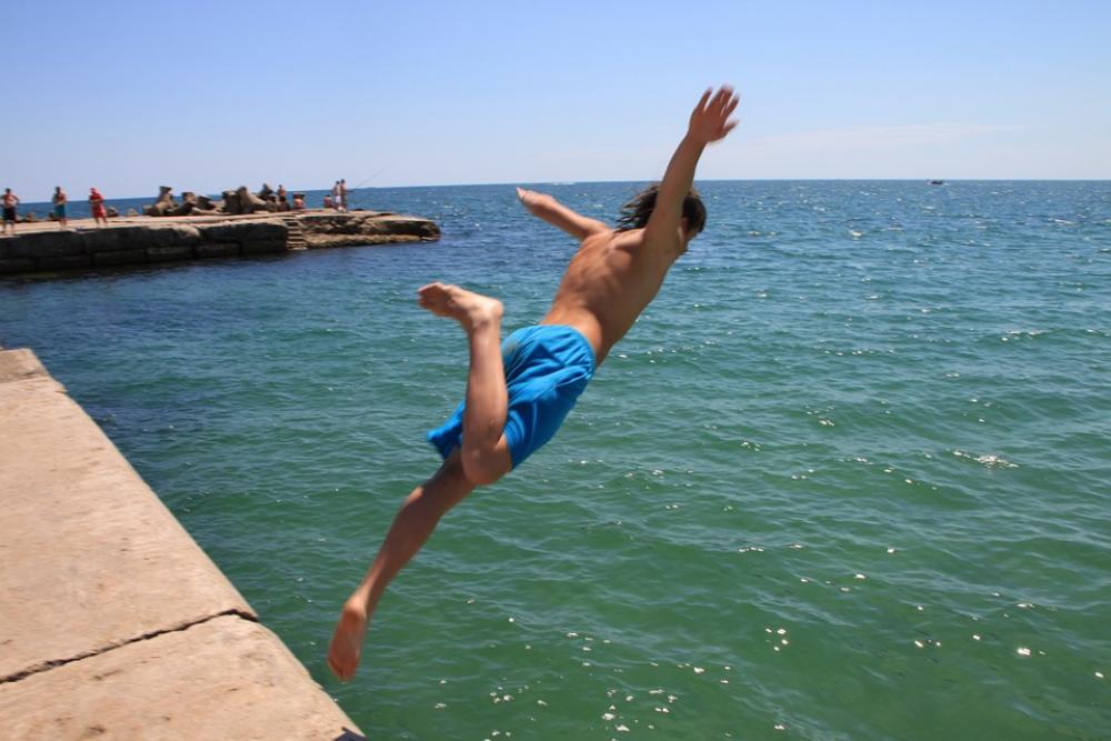 Jump Jumping Man Sea Water Wave People Summer Jump Jumping Man Sea Water Wave People Summer