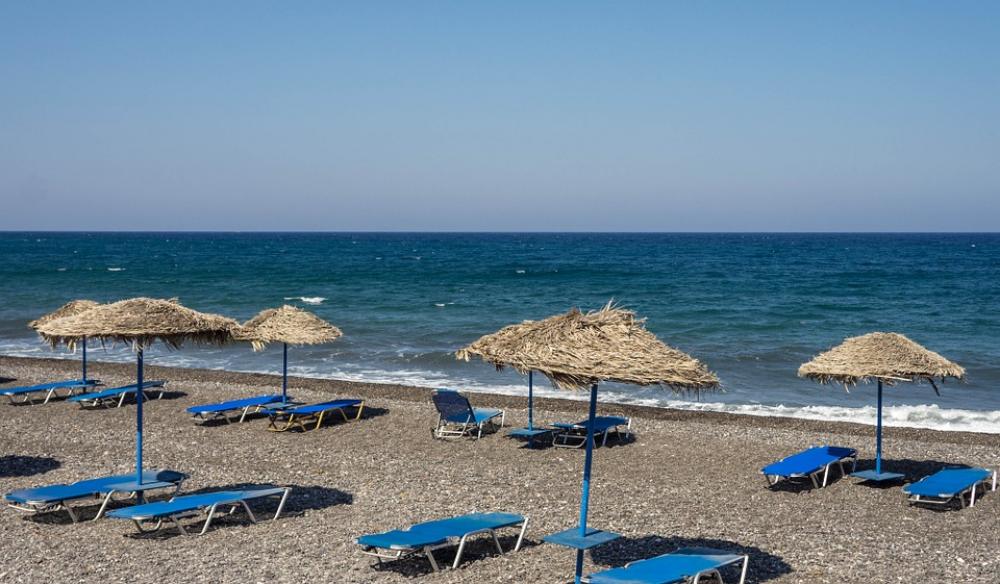 Kamari Beach Santorini Greece Sea Sand Kamari Beach Santorini Greece Sea Sand