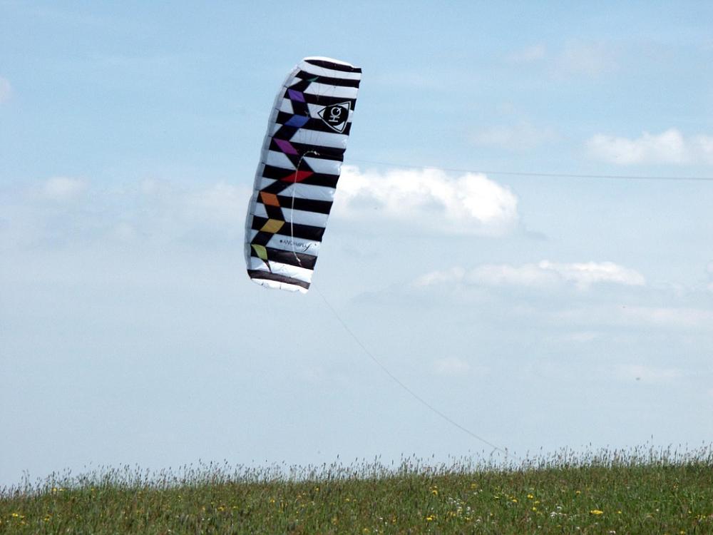Kite Flying Dragon Sky Blue Clouds Meadow Green Kite Flying Dragon Sky Blue Clouds Meadow Green