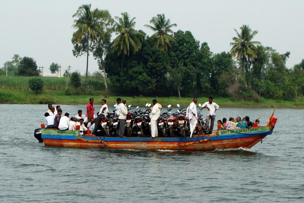 Krishna River Boat Island Bagalkot Karnataka India Krishna River Boat Island Bagalkot Karnataka India
