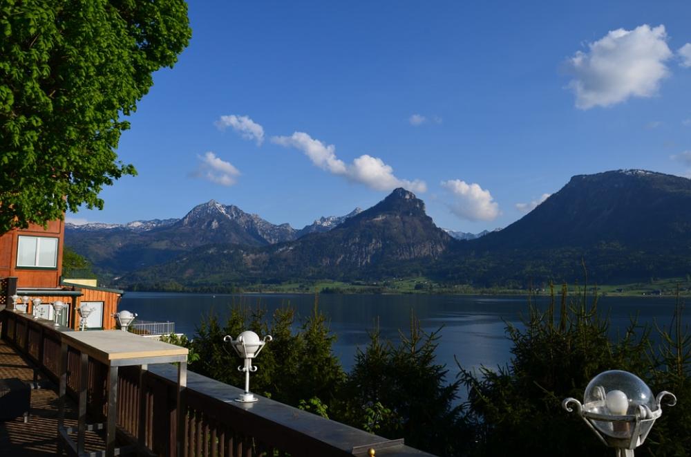 Lake Wolfgang Austria Mountains Sky Clouds Lake Lake Wolfgang Austria Mountains Sky Clouds Lake