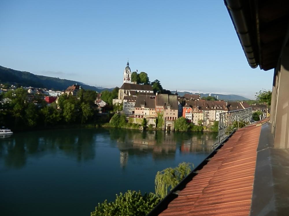 Laufenburg Rhine River Mirroring Church Laufenburg Rhine River Mirroring Church