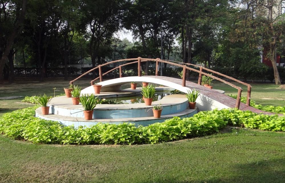 Lotus Pond Fountain Bridge Ghaziabad India Lotus Pond Fountain Bridge Ghaziabad India