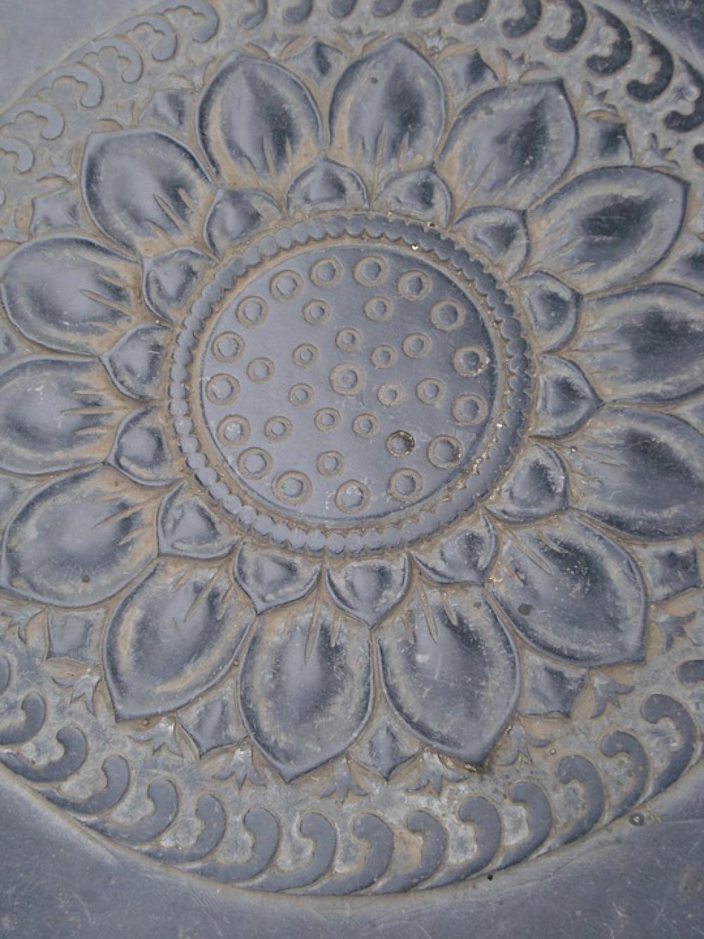 Low Relief Sculpture Pierre Grey Lotus China Low Relief Sculpture Pierre Grey Lotus China