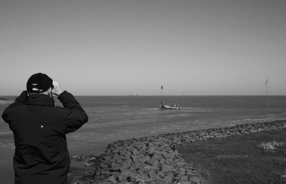 Observer Black And White Horizon Water Weser Observer Black And White Horizon Water Weser