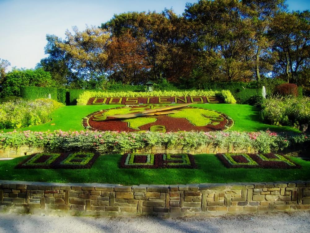 Ostend Belgium Flower Clock Flowers Landmark Ostend Belgium Flower Clock Flowers Landmark