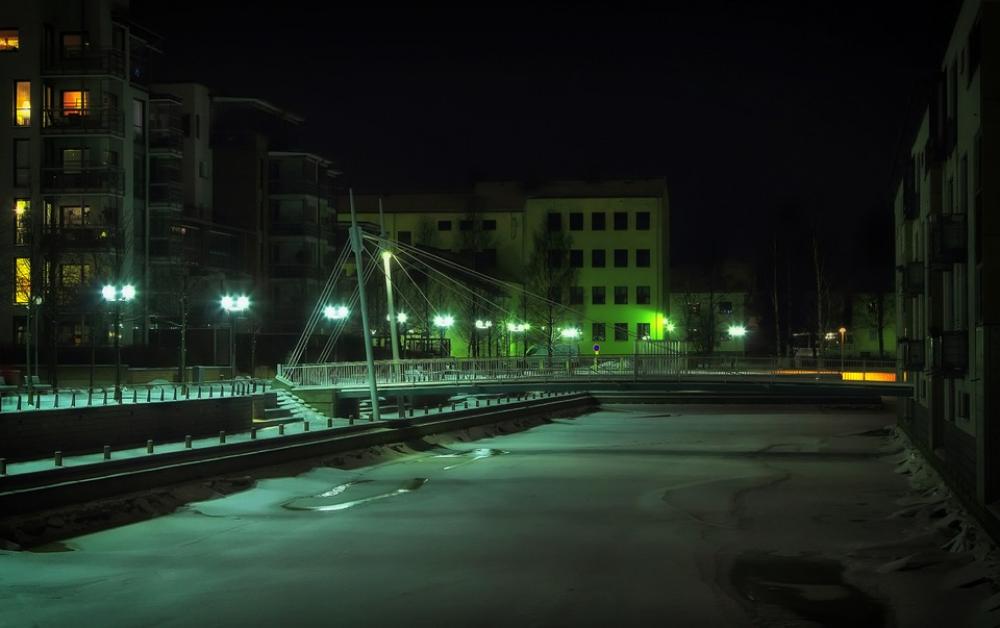 Oulu Finland Night Evening Lights Oulu Finland Night Evening Lights