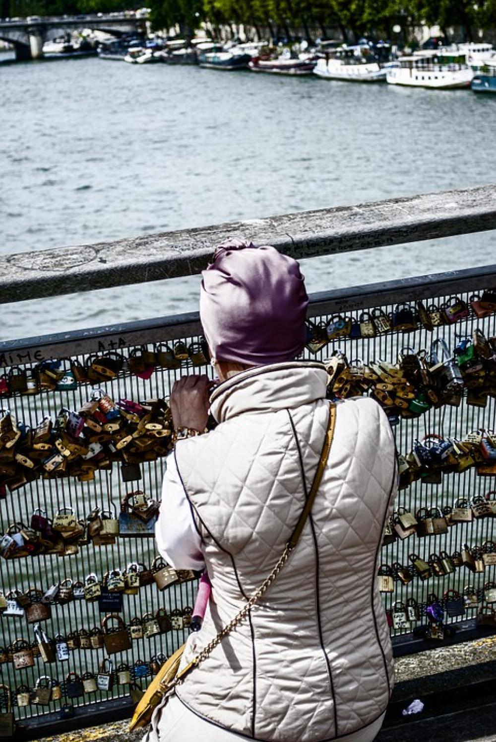 Padlocks Seine River Paris France Bridge Sanchez Padlocks Seine River Paris France Bridge Sanchez