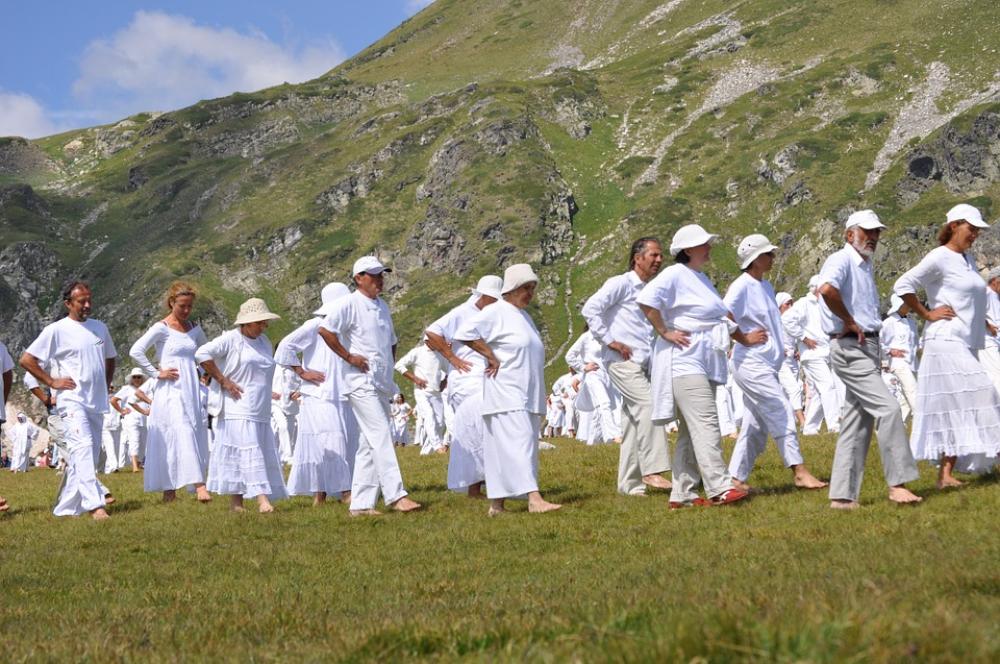 Paneurhythmy Dance Mountain Rila Bulgaria People Paneurhythmy Dance Mountain Rila Bulgaria People