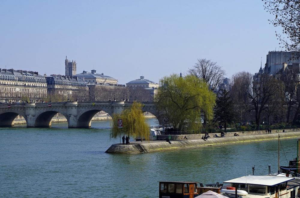 Paris France Bridge Buildings Sky Clouds Paris France Bridge Buildings Sky Clouds
