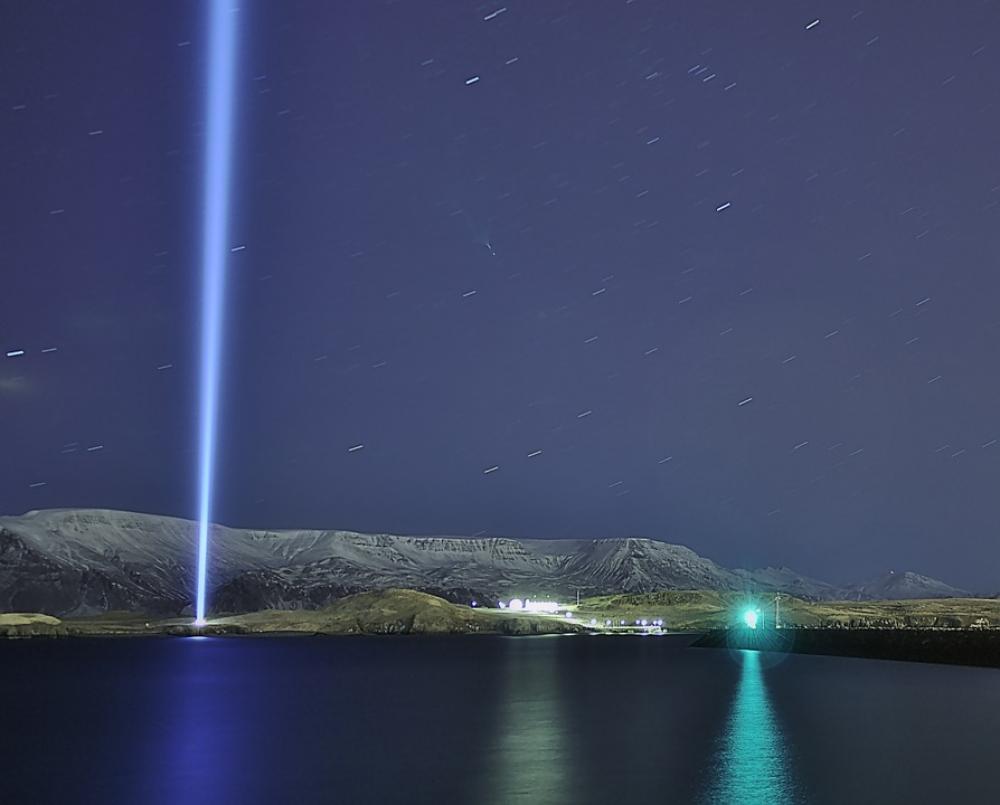 Reykjavik Night Light Peace Tower Landscape Reykjavik Night Light Peace Tower Landscape