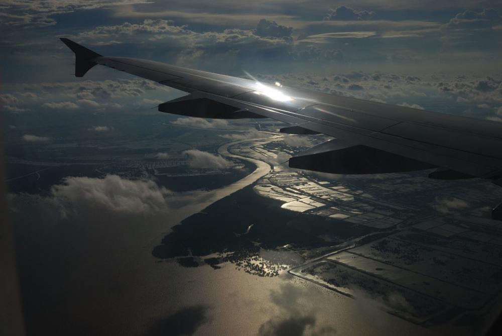River Sunset Beautiful Wing Airplane Sky Flying River Sunset Beautiful Wing Airplane Sky Flying