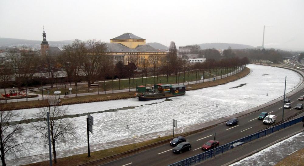 River Saar Theater Saarbrücken Ship Landscape River Saar Theater Saarbrücken Ship Landscape