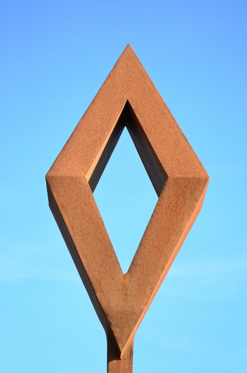 Rombus Diamond Sculpture Iron Sky Blue Art Rombus Diamond Sculpture Iron Sky Blue Art