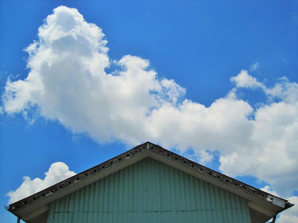 Roof Green Building Corrugated Iron Sky Blue Roof Green Building Corrugated Iron Sky Blue