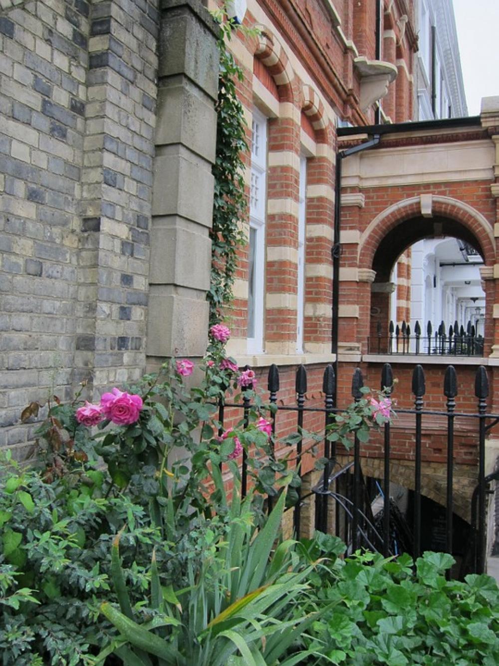 Rose Pink Brick Row House Garden Building Rose Pink Brick Row House Garden Building