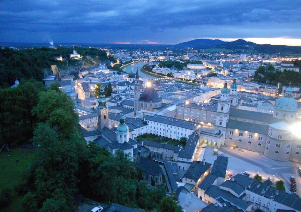Salzburg Night Hohensalzburg Fortress Fortress View Salzburg Night Hohensalzburg Fortress Fortress View