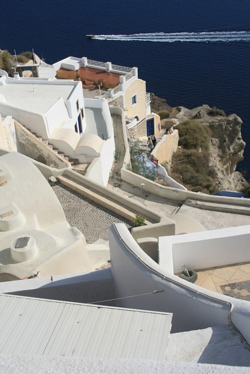 Santorini The Coast Greece Cyclades Landscapes Sea Santorini The Coast Greece Cyclades Landscapes Sea