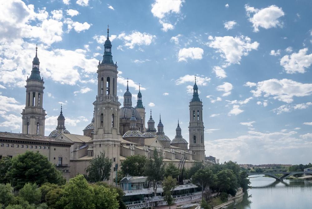 Saragossa Ebro Clouds Basilica Church Temple Saragossa Ebro Clouds Basilica Church Temple