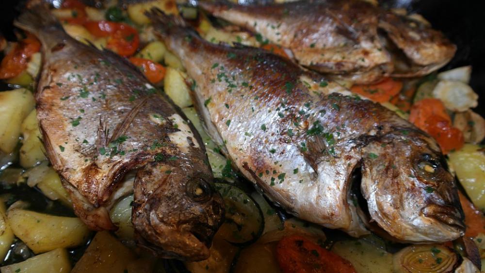 Sea Bream Fish Vegetables Fish Pan Food Dine Eat Sea Bream Fish Vegetables Fish Pan Food Dine Eat