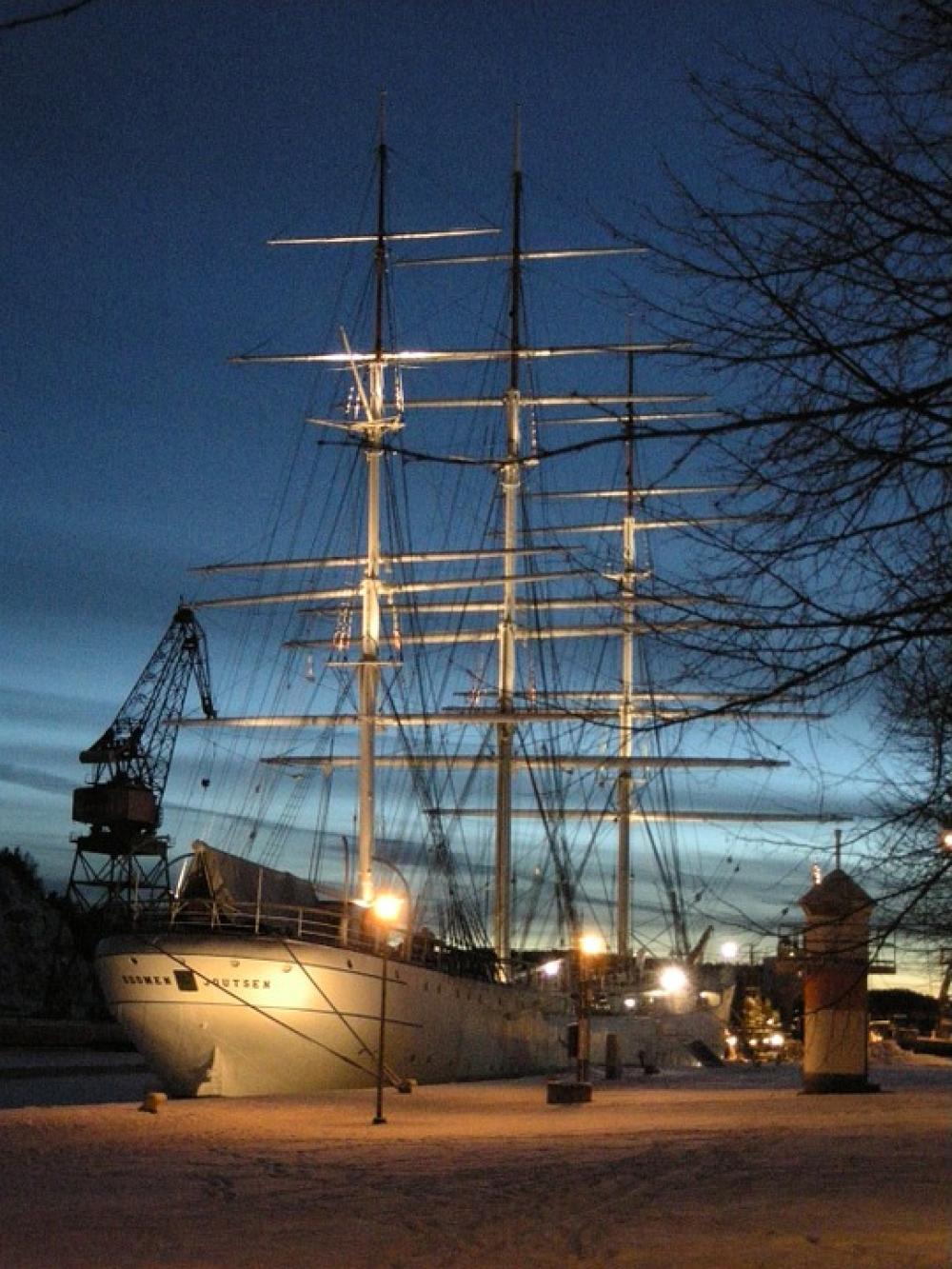 Ship Finland Swan Turku Finnish Landscape Night Ship Finland Swan Turku Finnish Landscape Night