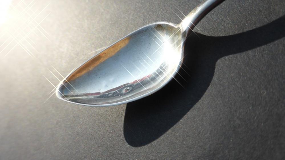 Silver Spoon Spoon Shiny Silver Reflect Cutlery Silver Spoon Spoon Shiny Silver Reflect Cutlery