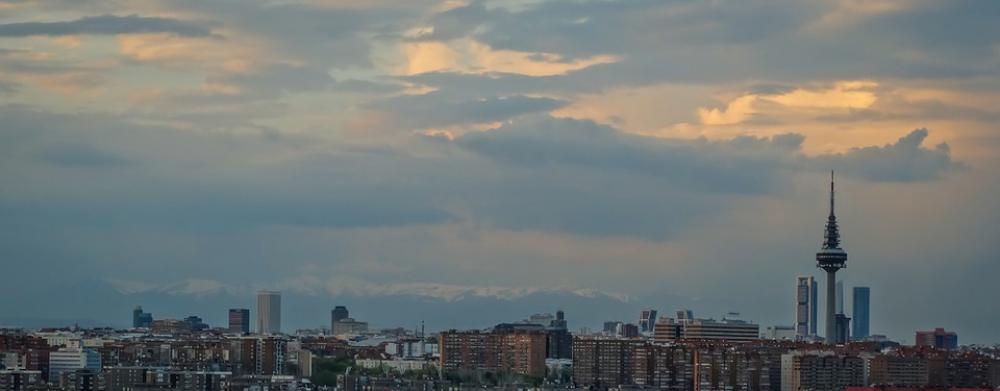 Skyline Madrid Skyscraper Architecture Sunset Skyline Madrid Skyscraper Architecture Sunset