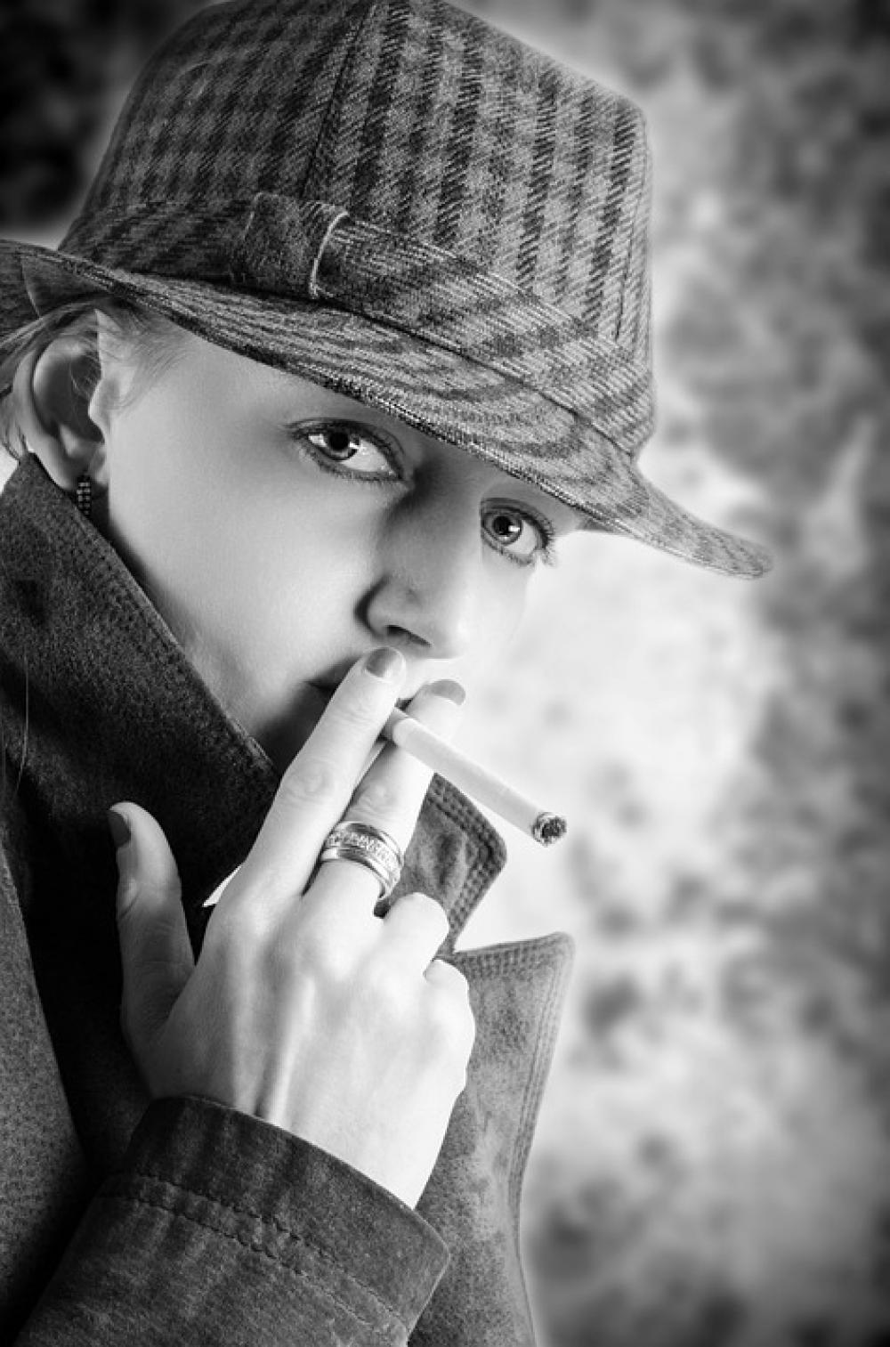Smoke Young Human Model Adult People Cigarette Smoke Young Human Model Adult People Cigarette