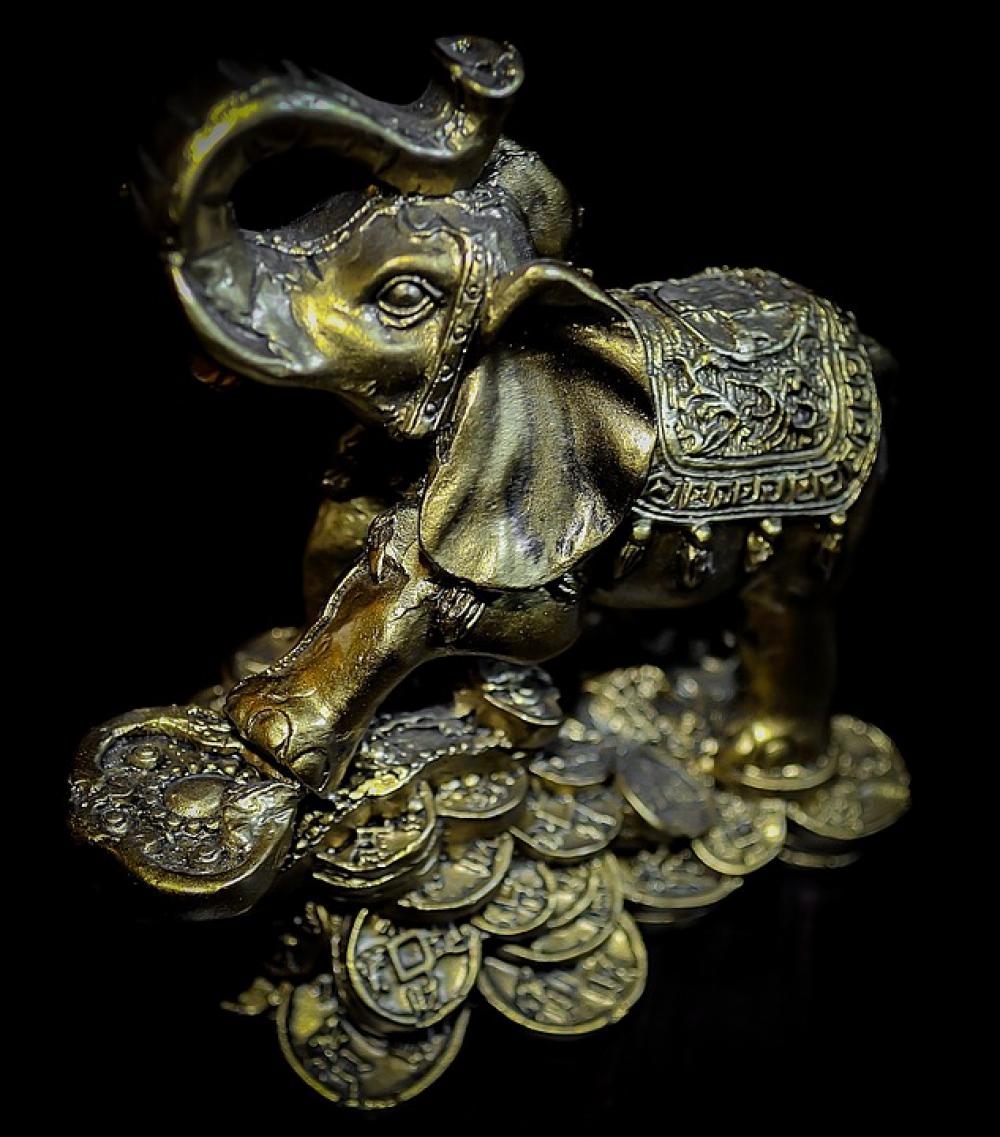 Statue Elephant Gold Figurine Isolated Decoration Statue Elephant Gold Figurine Isolated Decoration