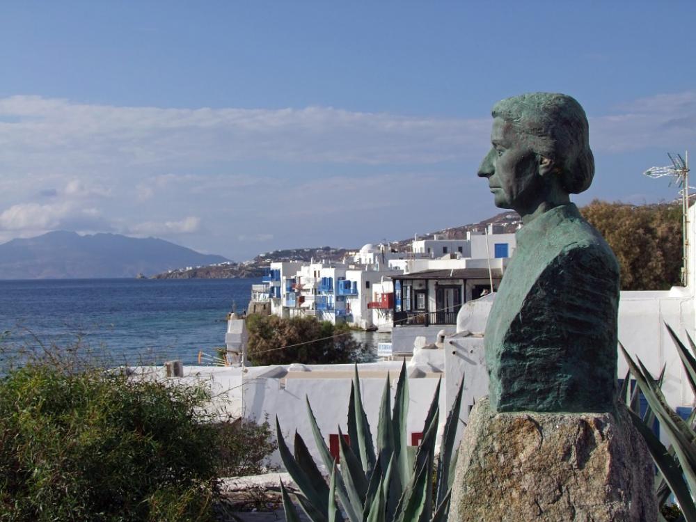 Statue Profile View Mykonos Greece Sea Statue Profile View Mykonos Greece Sea