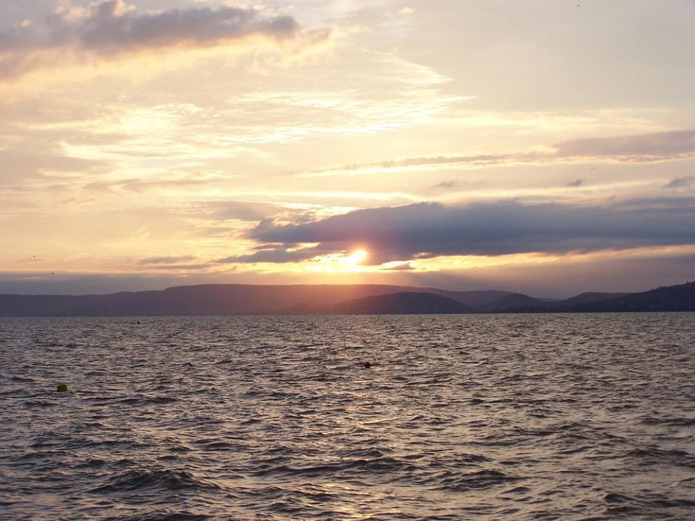 Sunset Lake Balaton Water Colors Light Sunset Lake Balaton Water Colors Light