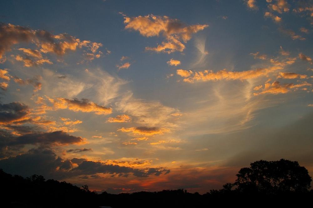 Sunset Sky Pink White Blue Grey Clouds Horizon Sunset Sky Pink White Blue Grey Clouds Horizon