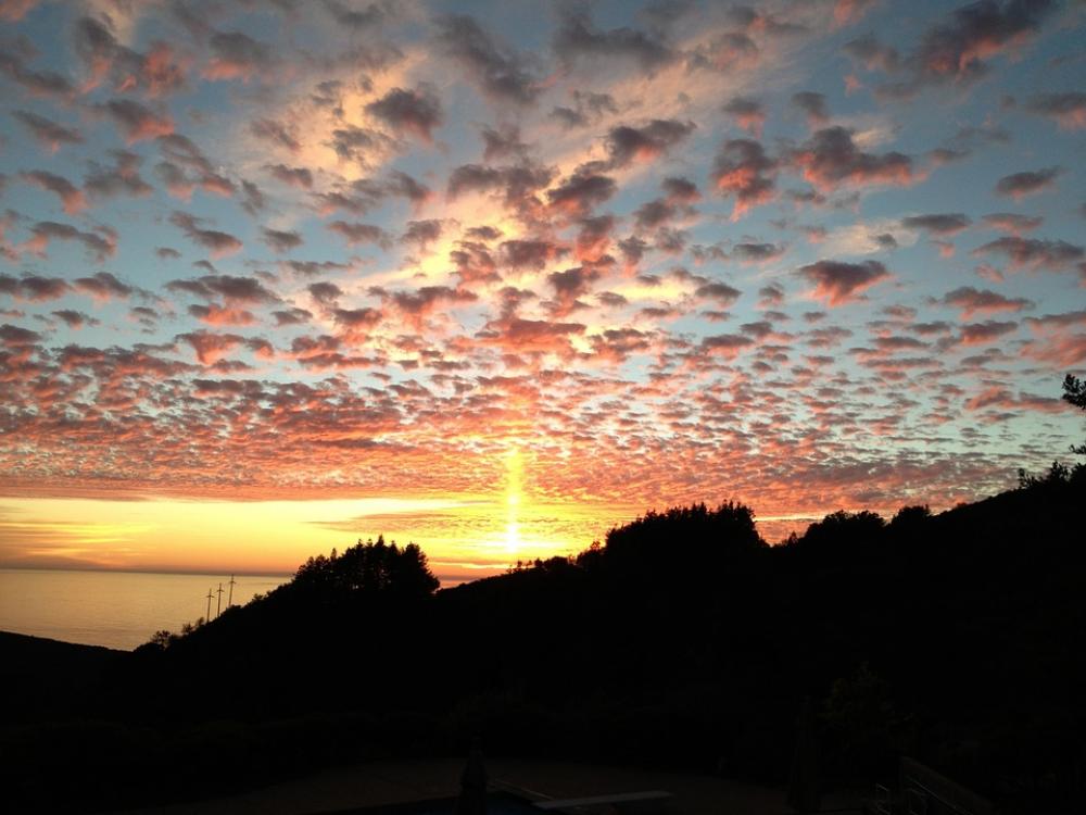 Sunset Orange Yellow Blue Clouds Sky Silhouette Sunset Orange Yellow Blue Clouds Sky Silhouette