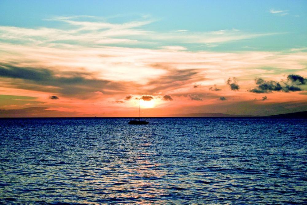 Sunset Ocean Lake Boat Water Leisure Scenic Sunset Ocean Lake Boat Water Leisure Scenic