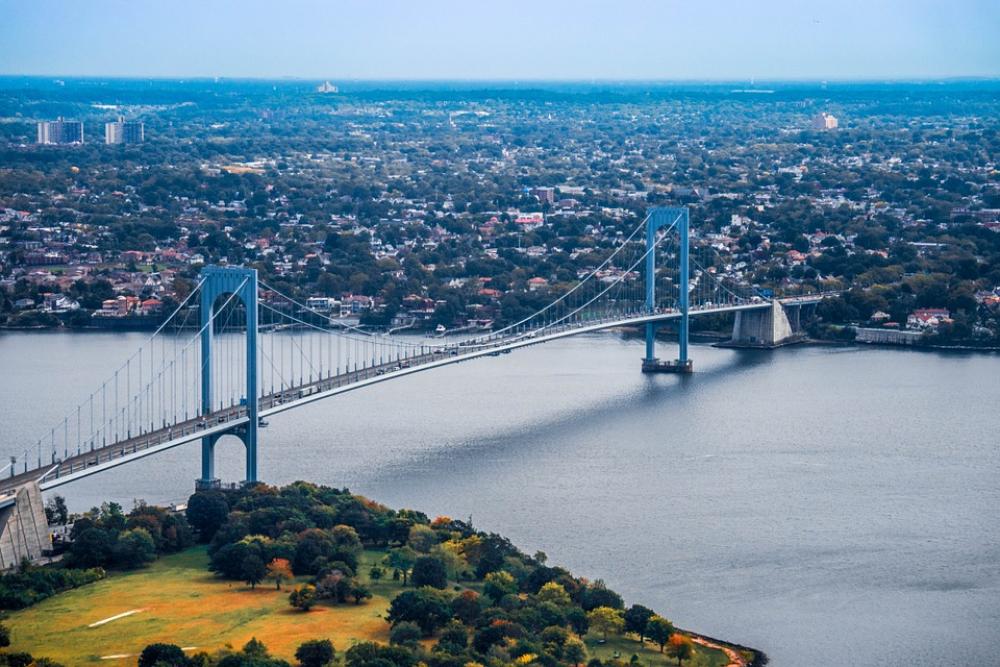 Suspension Bridge Bridge New York Aerial View Suspension Bridge Bridge New York Aerial View