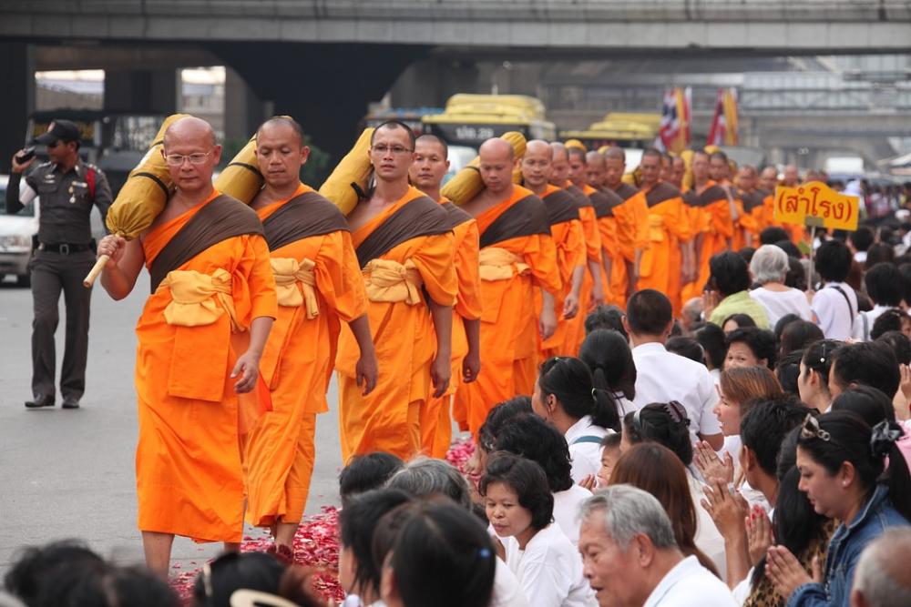 Thailand Buddhists Monks Buddhism Walk Orange Thailand Buddhists Monks Buddhism Walk Orange