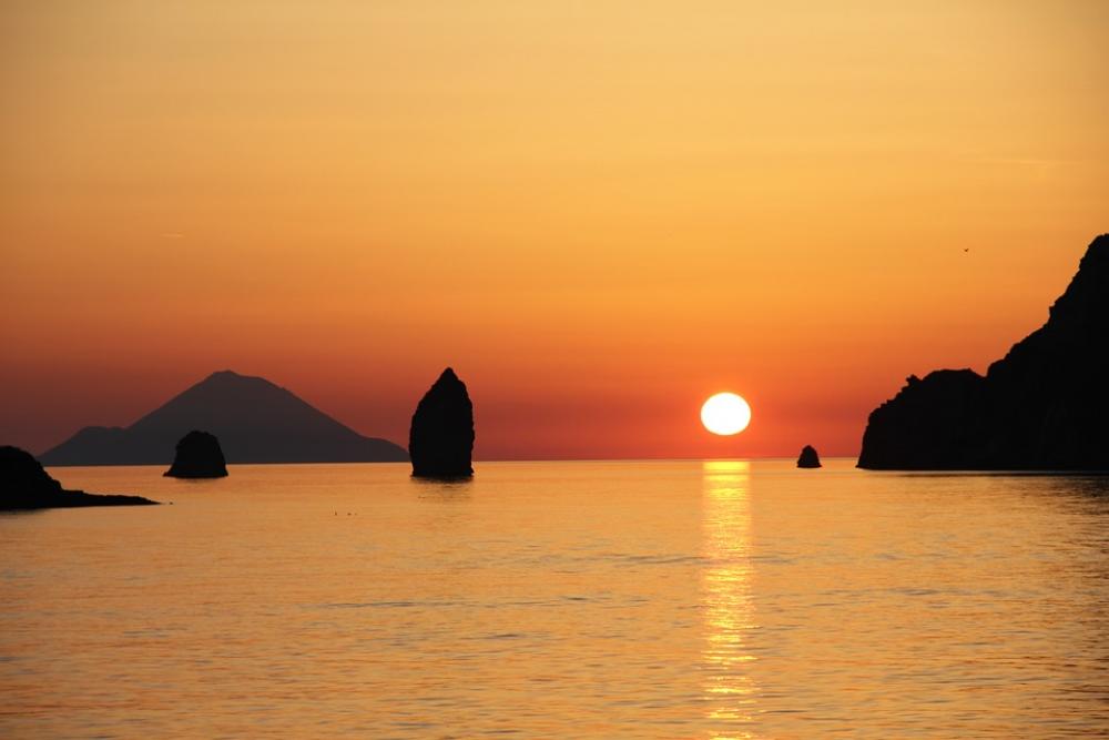 Vulcano Aeolian Islands Sunset Sicily Sea Rock Vulcano Aeolian Islands Sunset Sicily Sea Rock