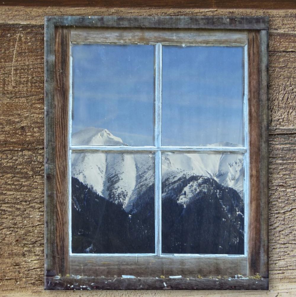 Window Old Hut Mountains Winter Window Old Hut Mountains Winter