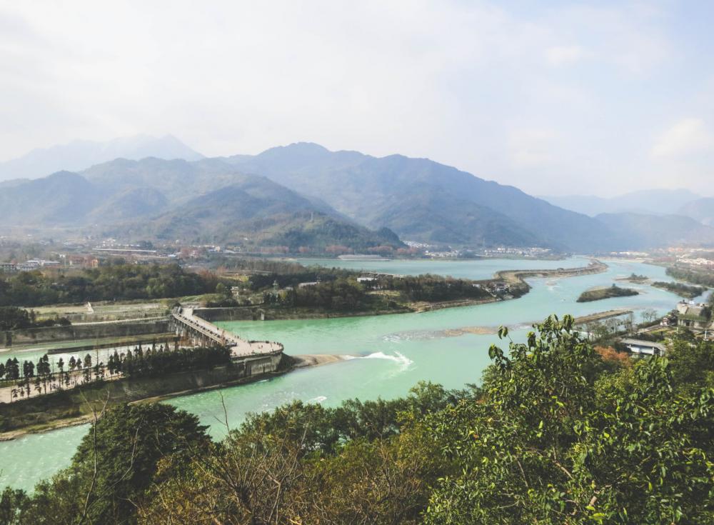 View of the dam, Dujiangyan, Sichuan, China. View of the dam, Dujiangyan, Sichuan, China.